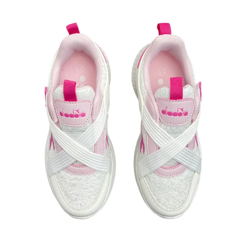 Tuta Sportiva Diadora JG.Set SS – Top E Short In Rosa Melody Per Bambine, Taglia XS, In Cotone Ed Elastan