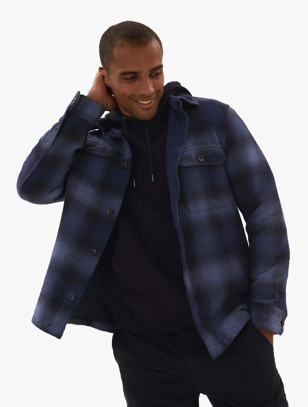 Cotton Rich Double Faced Check Overshirt