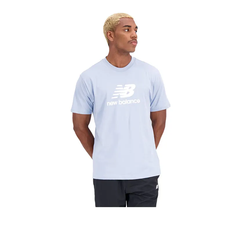 Jual New Balance Grey Sports Men\'s T-shirt Stacked Station Athletic Cotton - Essentials Logo 