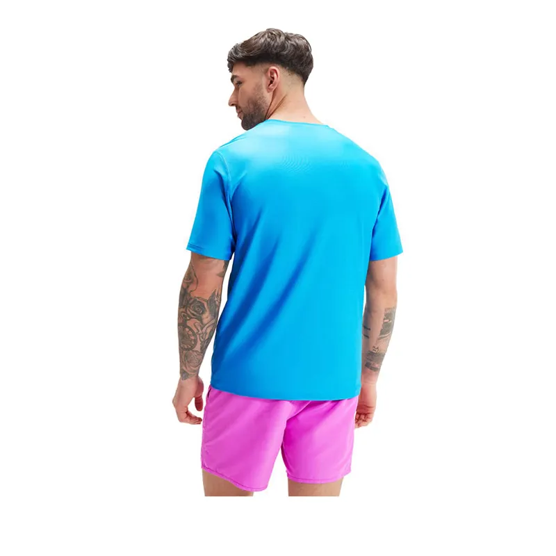 Men's Printed Short Sleeve Swim Top Blue