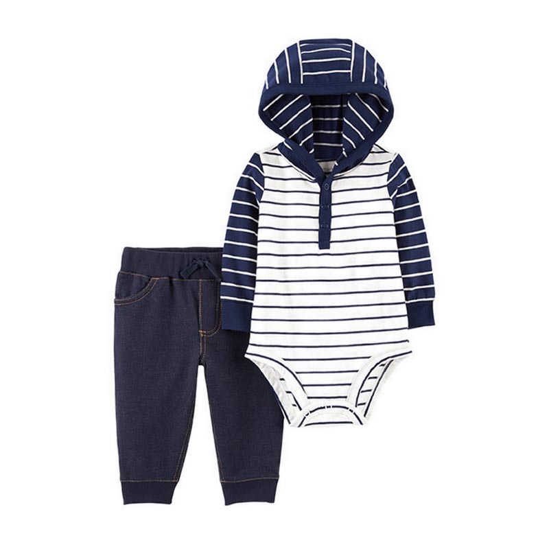 Jual Carter's Carter's Infant Boys 2-Piece Striped Hooded Bodysuit