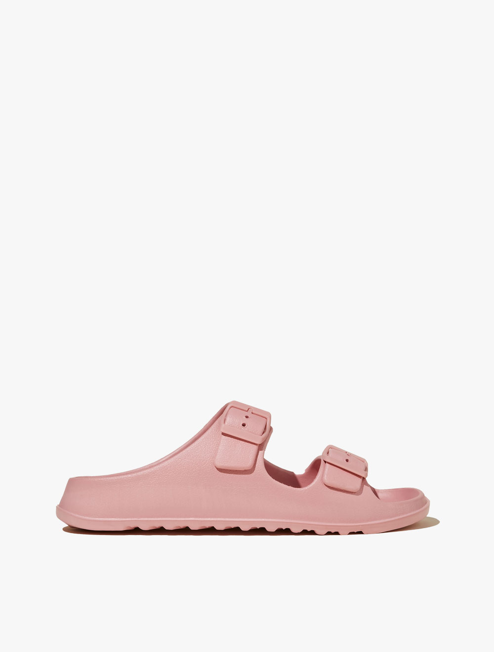 Jete Nubuck Double Buckle Slides in Blush