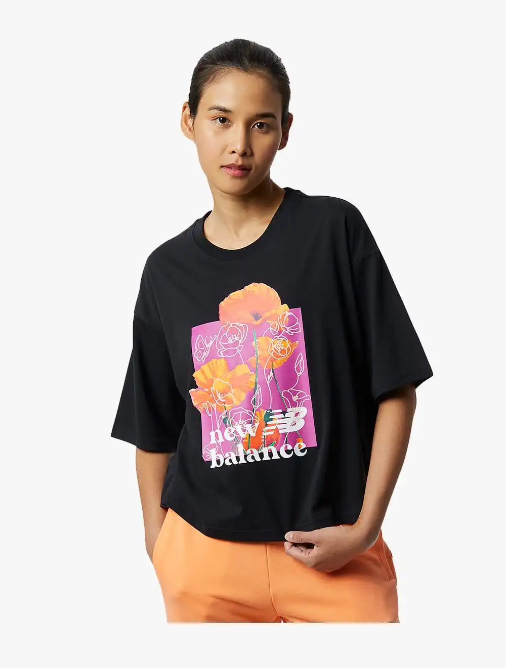 Sports Super Station Women\'s T-shirt | Black New Balance Jual Essentials NB Bloom - Tee (001)