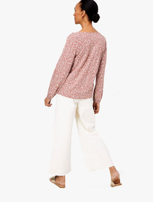 Floral Tie Neck Relaxed Long Sleeve Top1