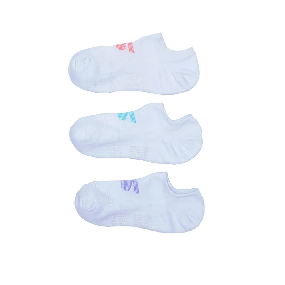3pk Microfiber Women's Liner Socks in White/pink