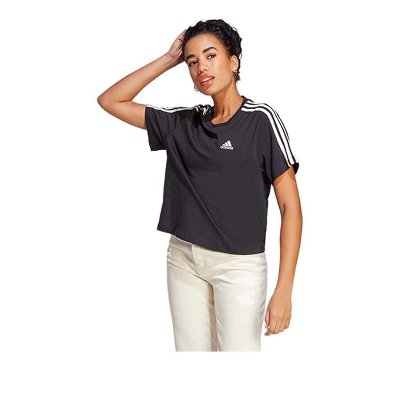 アディダス Adidas 【 Essentials 3-Stripes Single Jersey Crop Top Womens Women 】 レディース Jual Adidas Essentials 3-Stripes Single Jersey Women's Crop