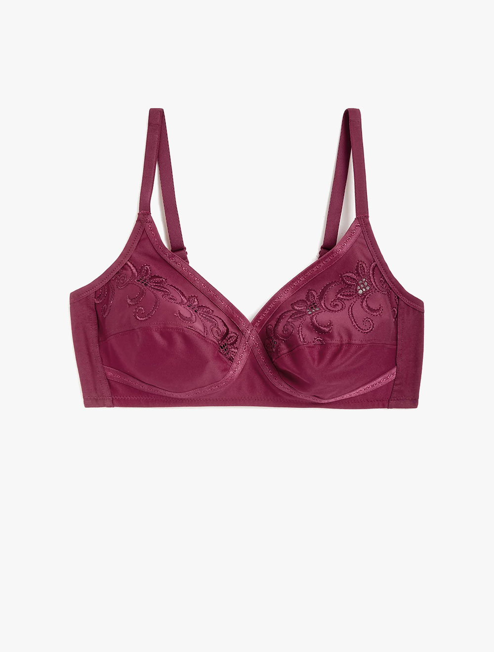 Embroidered Crossover Non-Wired Full Cup Bra