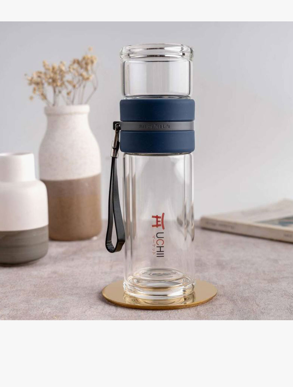Double Wall Infused Water Glass Tumbler 2in1
