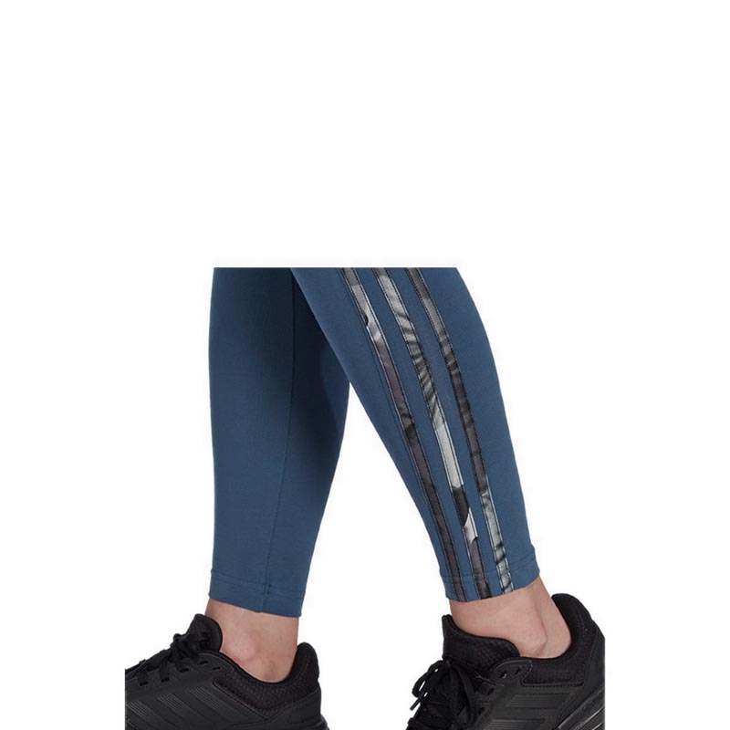 Adidas 3 store stripe leggings blue